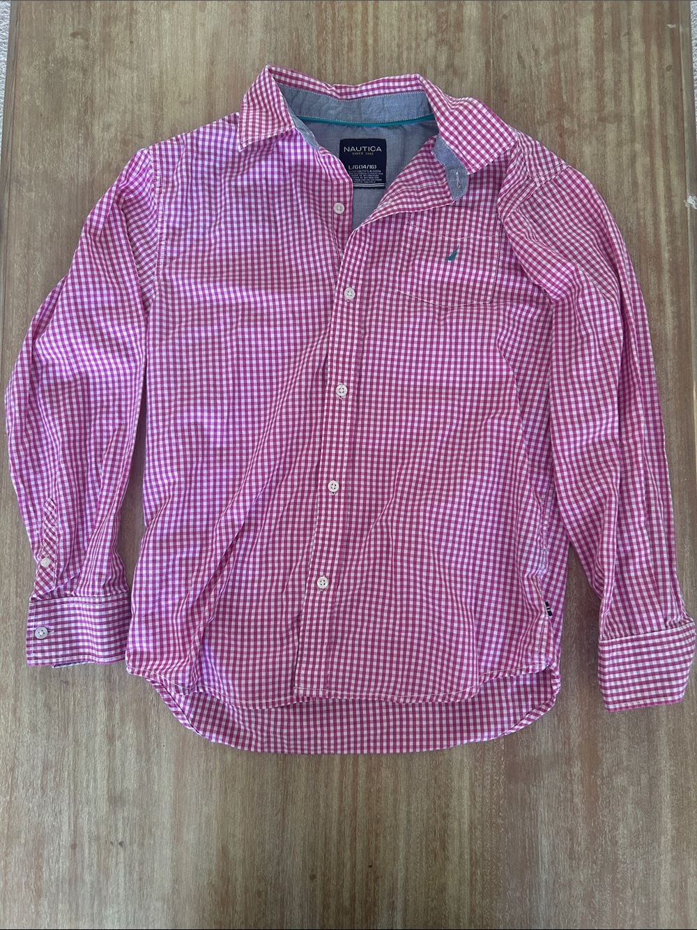 Nautica Boys Pink Gingham Button-Down Shirt